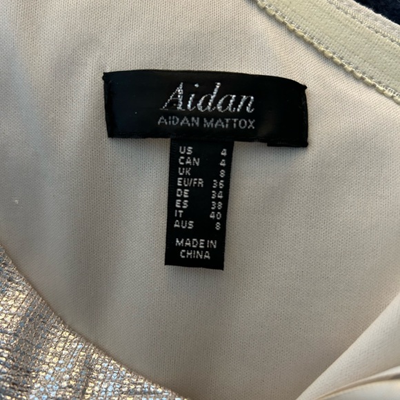 Aidan by Aidan Mattox asymmetrical silver foiled jersey dress - Picture 7 of 7